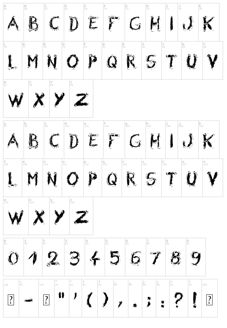 Wrong Board 1 font map